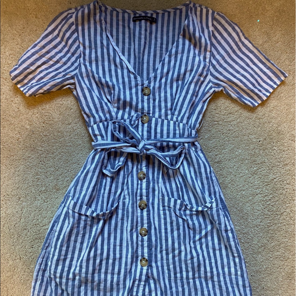 Blue Stripe A&F Button Dress